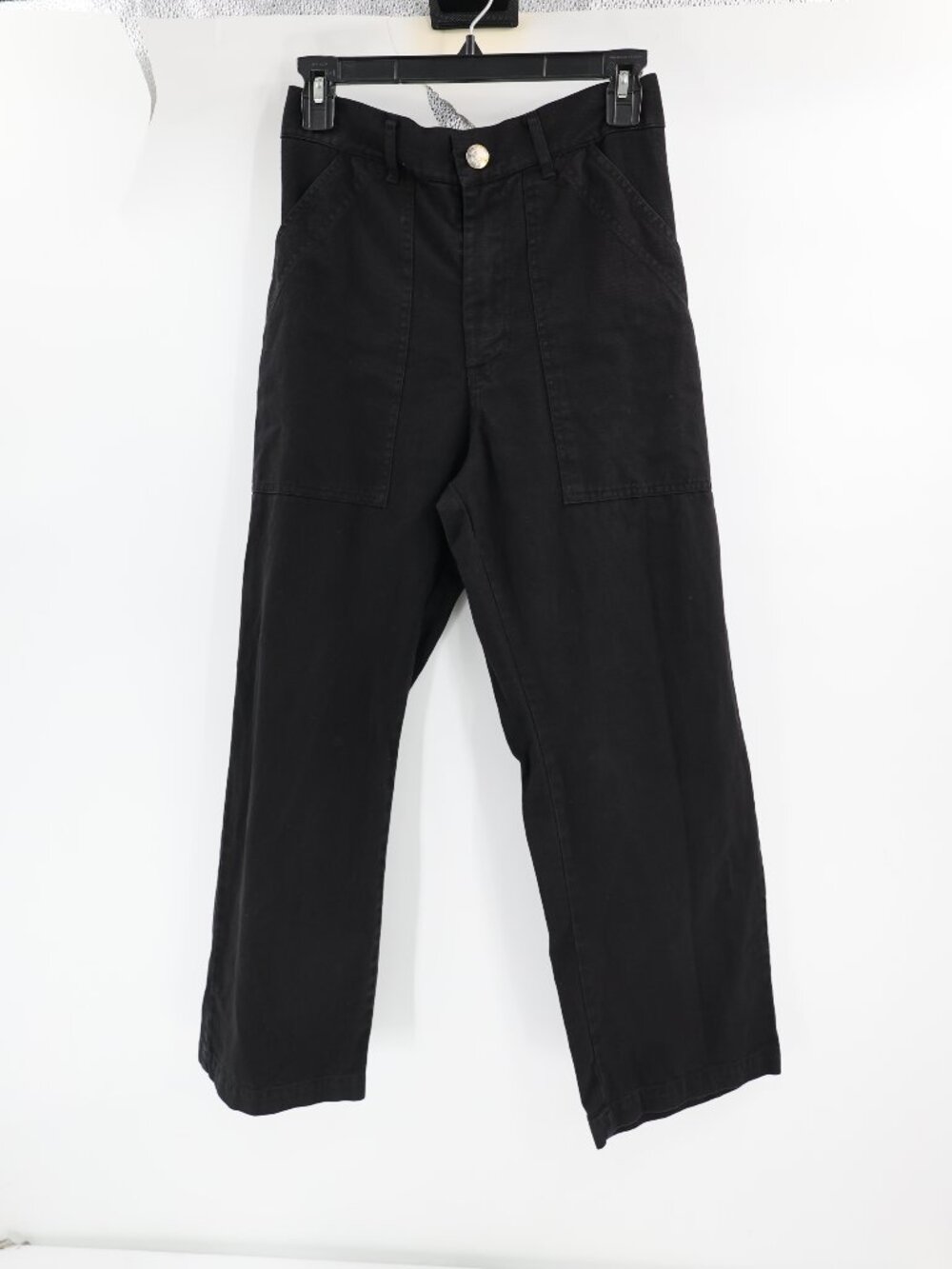 Big Bud Press Work Pants Womens Small Cotton High Rise Elastic Waist Crop Black